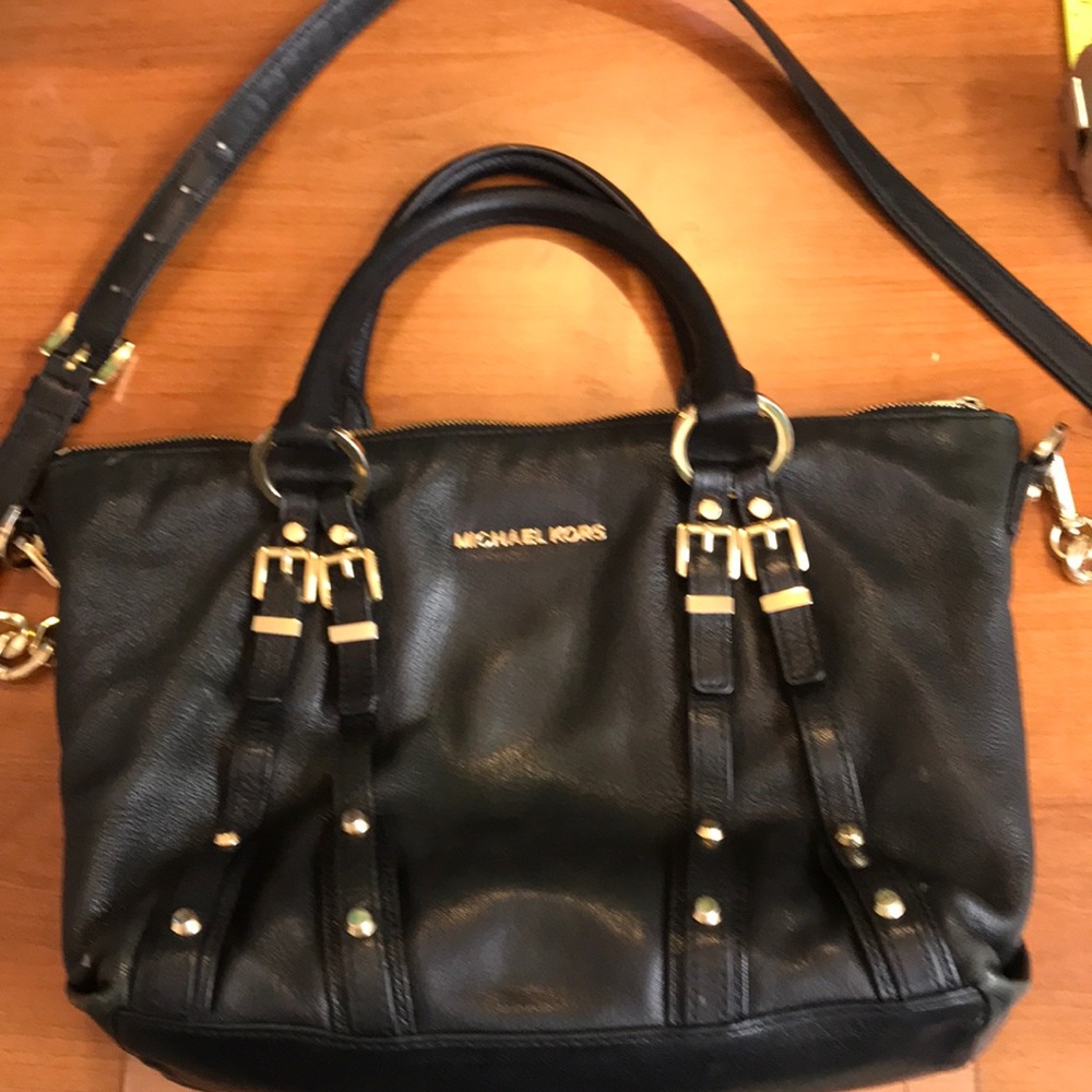 Michael Kors black soft- leather handbag